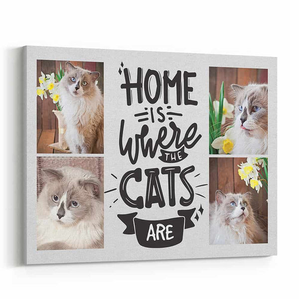 Home Is Where The Cats Are – Photo Collage Canvas Print