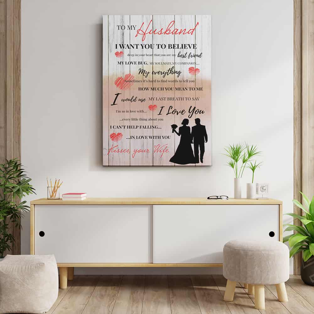 “You Are My Best Friend, My Love Bug” Wedding Couple Silhouette Canvas Print