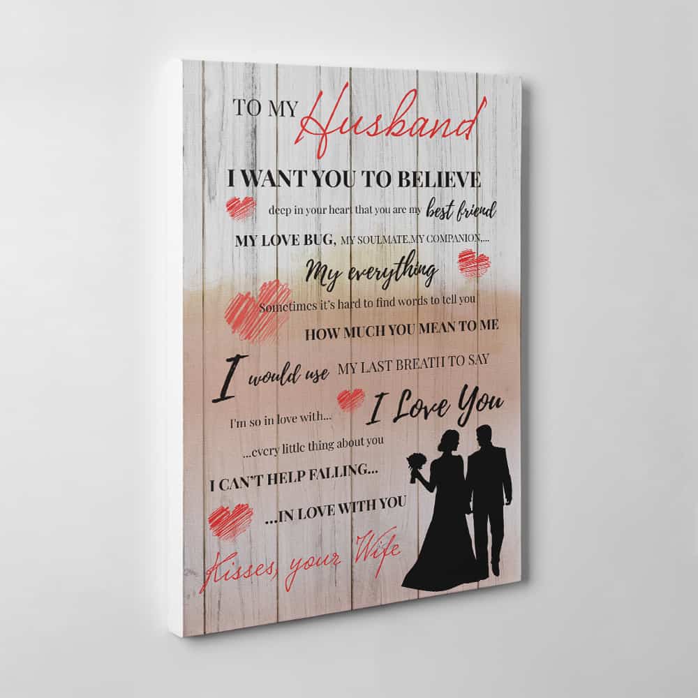 “You Are My Best Friend, My Love Bug” Wedding Couple Silhouette Canvas Print