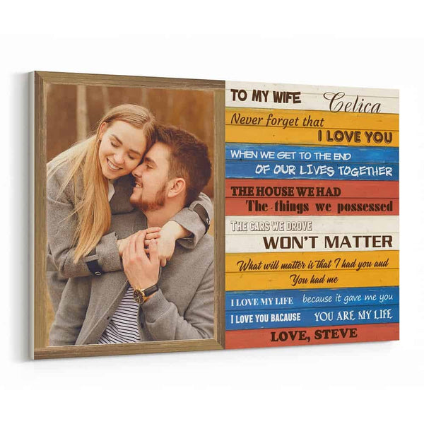 To My Wife Never Forget That I Love You Custom Photo Canvas Print