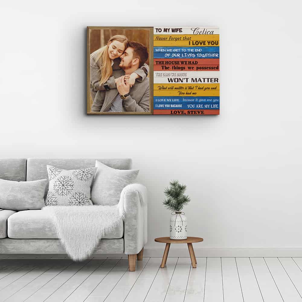 To My Wife Never Forget That I Love You Custom Photo Canvas Print