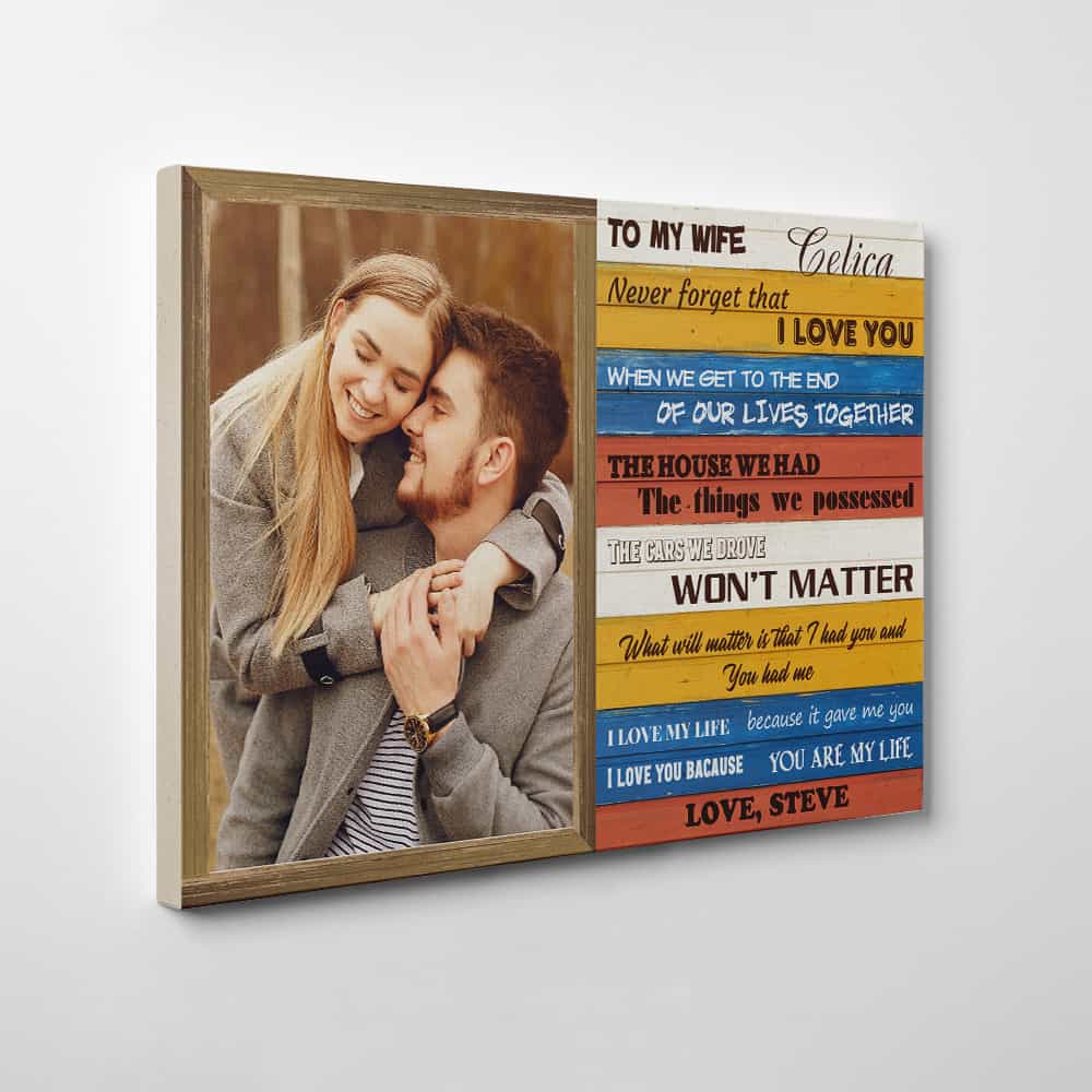 To My Wife Never Forget That I Love You Custom Photo Canvas Print
