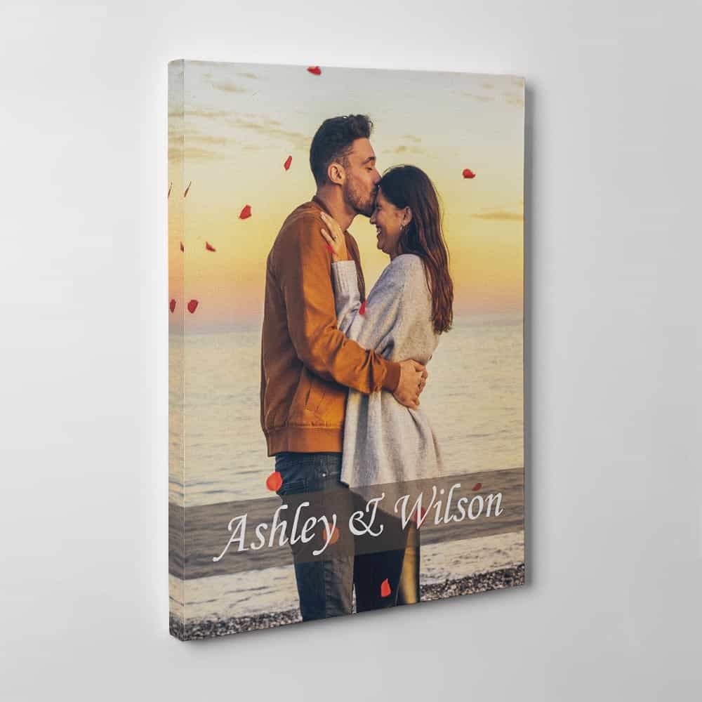 couple photo canvas print with custom couple's names