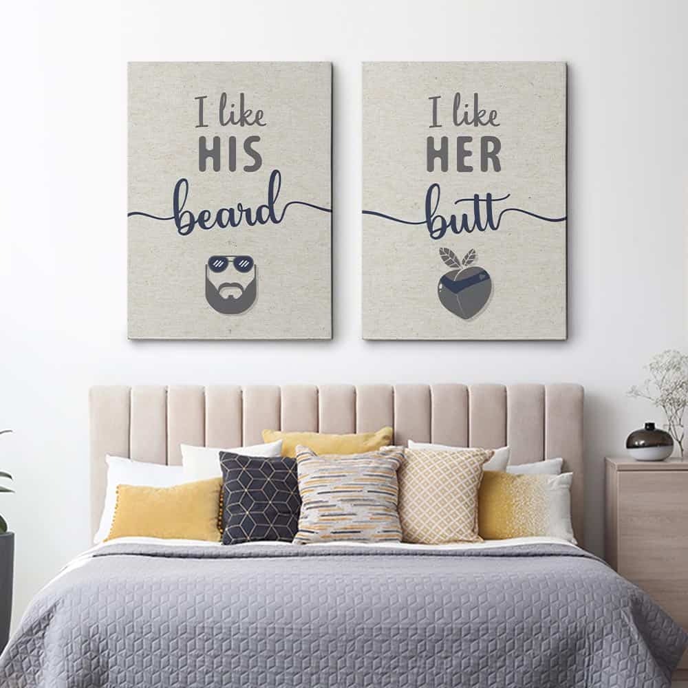 I Like His Beard I Like Her Butt canvas signs - funny anniversary gift