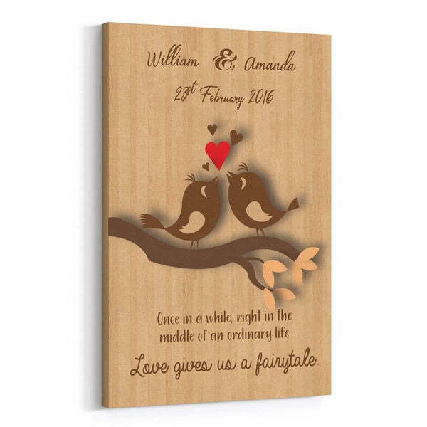 “Love Gives Us A Fairytale” Anniversary Custom Canvas Print