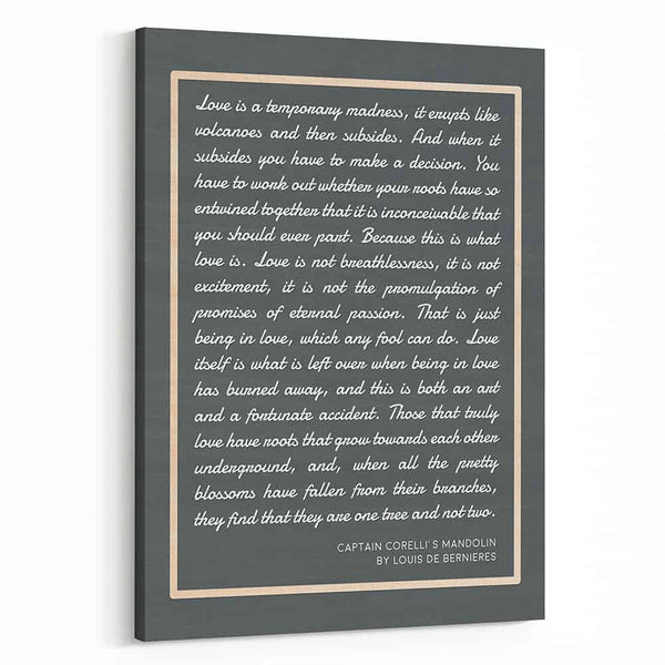 Love Is A Temporary Madness Canvas Print