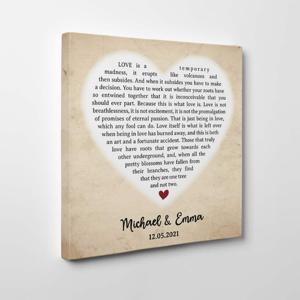 Love Is A Temporary Madness Poem Custom Canvas Print
