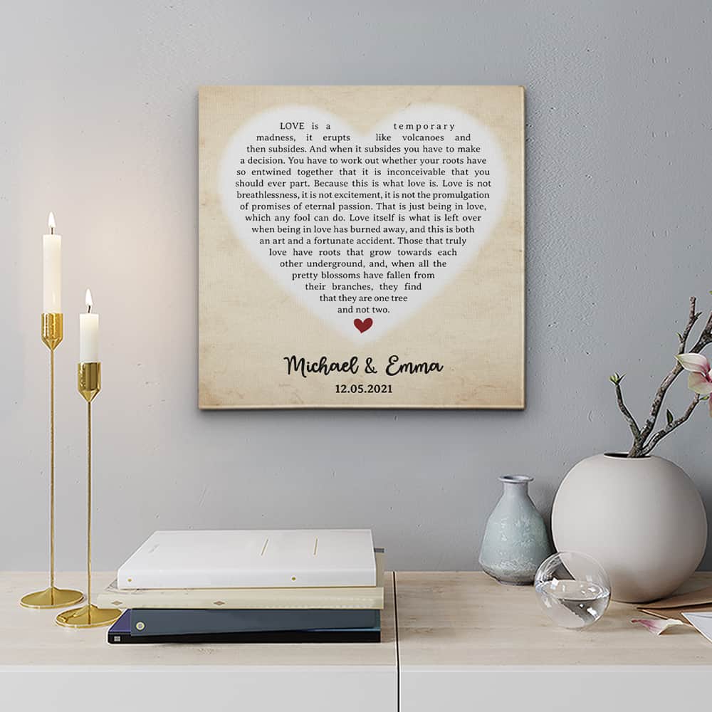 Love Is A Temporary Madness Poem Custom Canvas Print