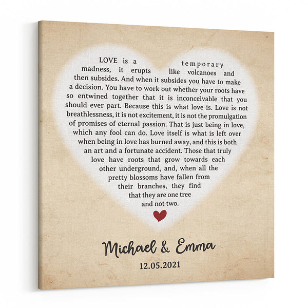 Love Is A Temporary Madness Poem Custom Canvas Print