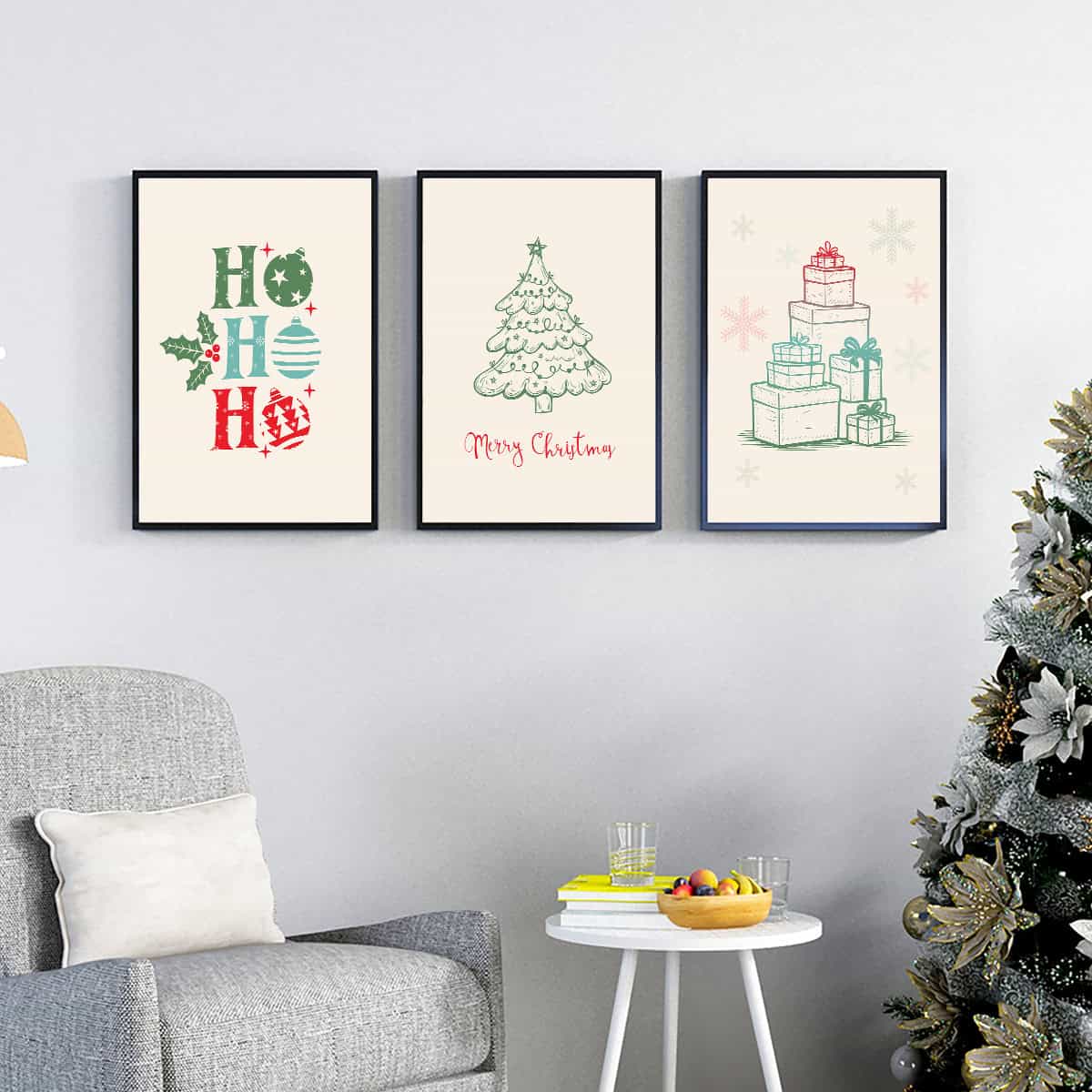 Minimalist Set of 3 Christmas Canvas Print
