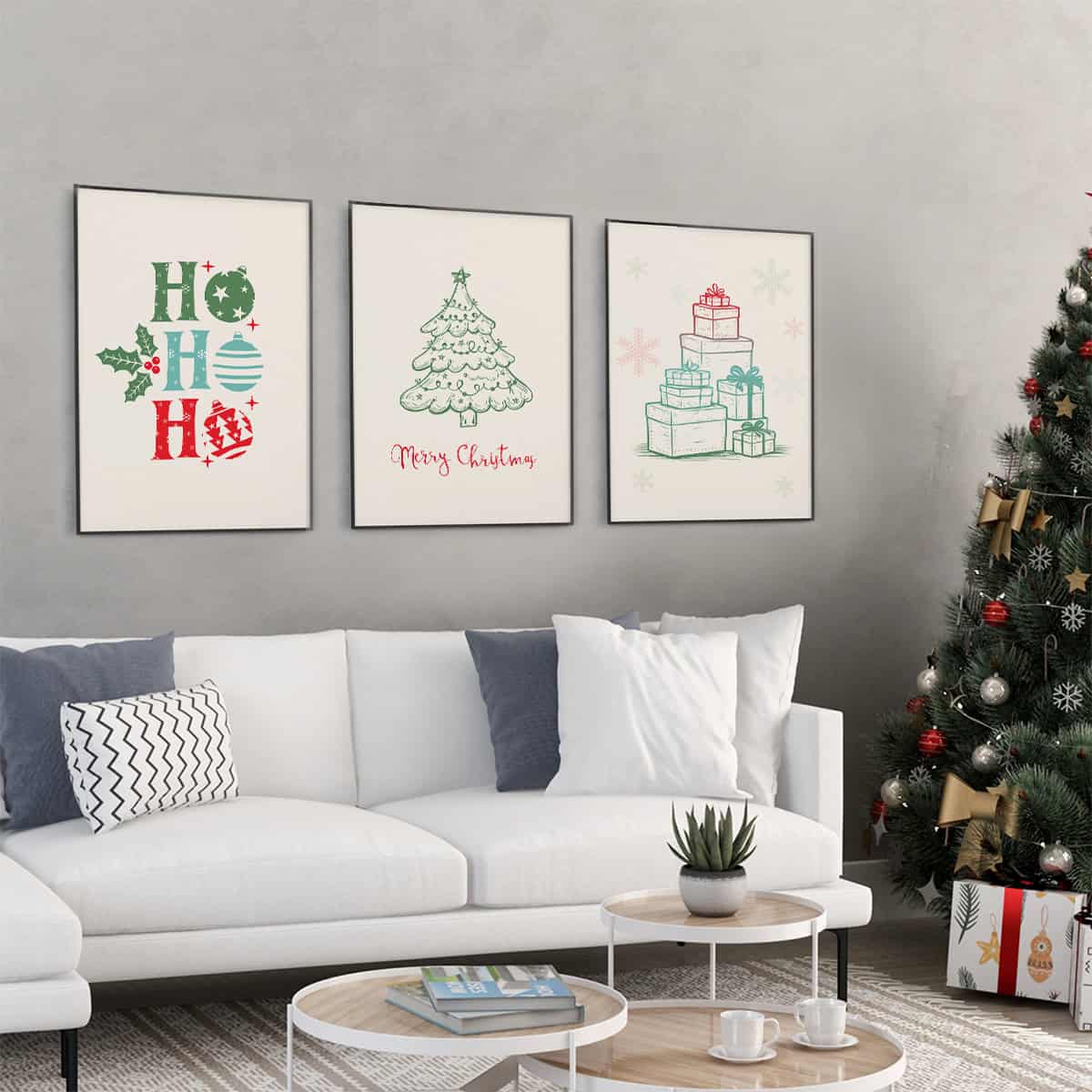 Minimalist Set of 3 Christmas Canvas Print