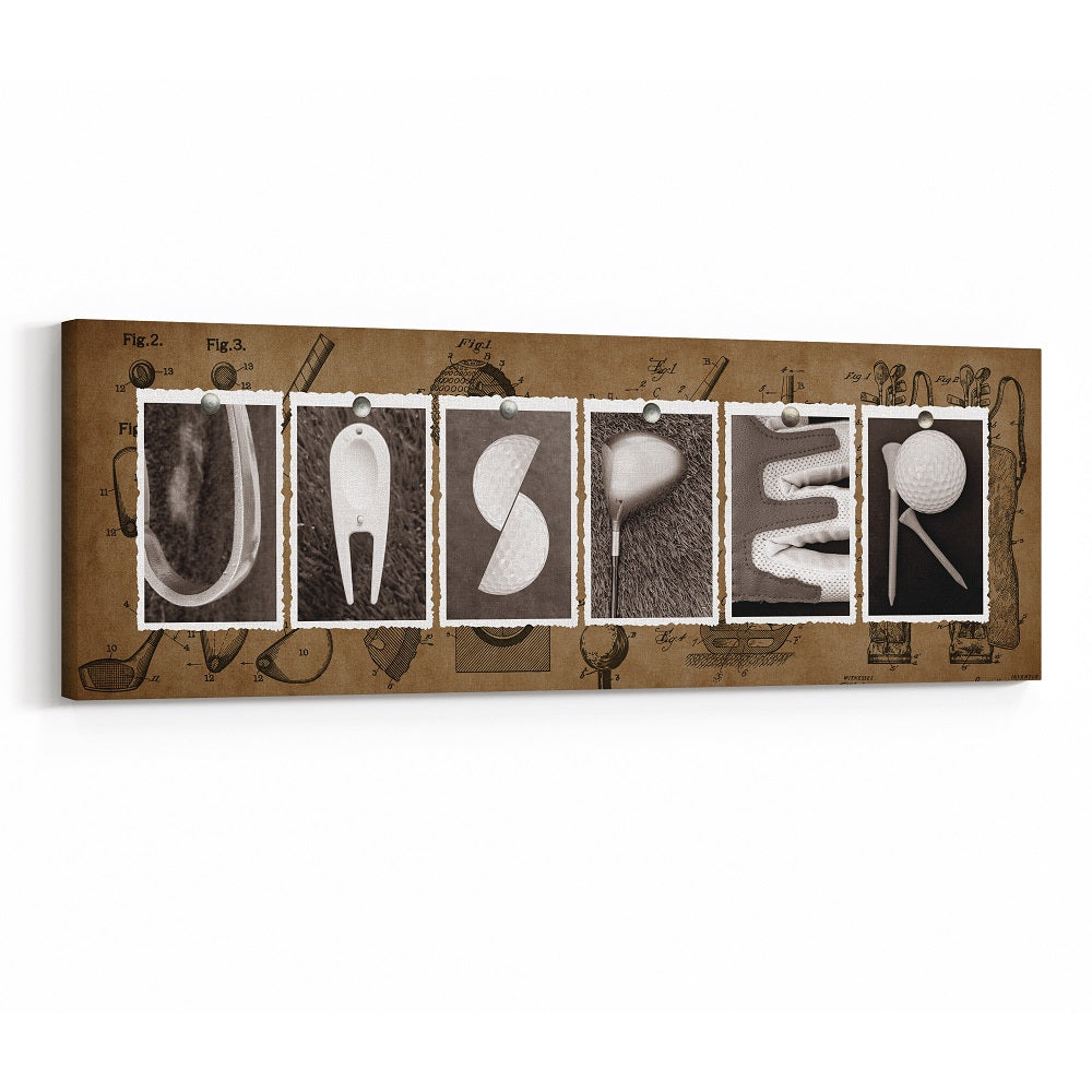 Vintage Golf Dad Name Canvas Print