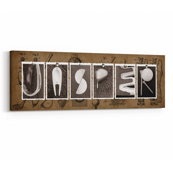 Vintage Golf Dad Name Canvas Print