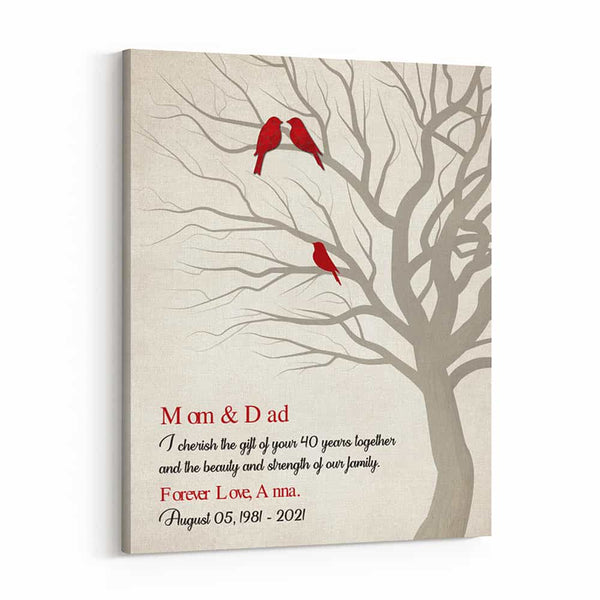 Mom and Dad We Cherish the Gift of Your 40 Years Together Canvas Print