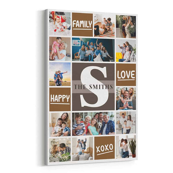 Monogram Family Photo Collage Canvas Print