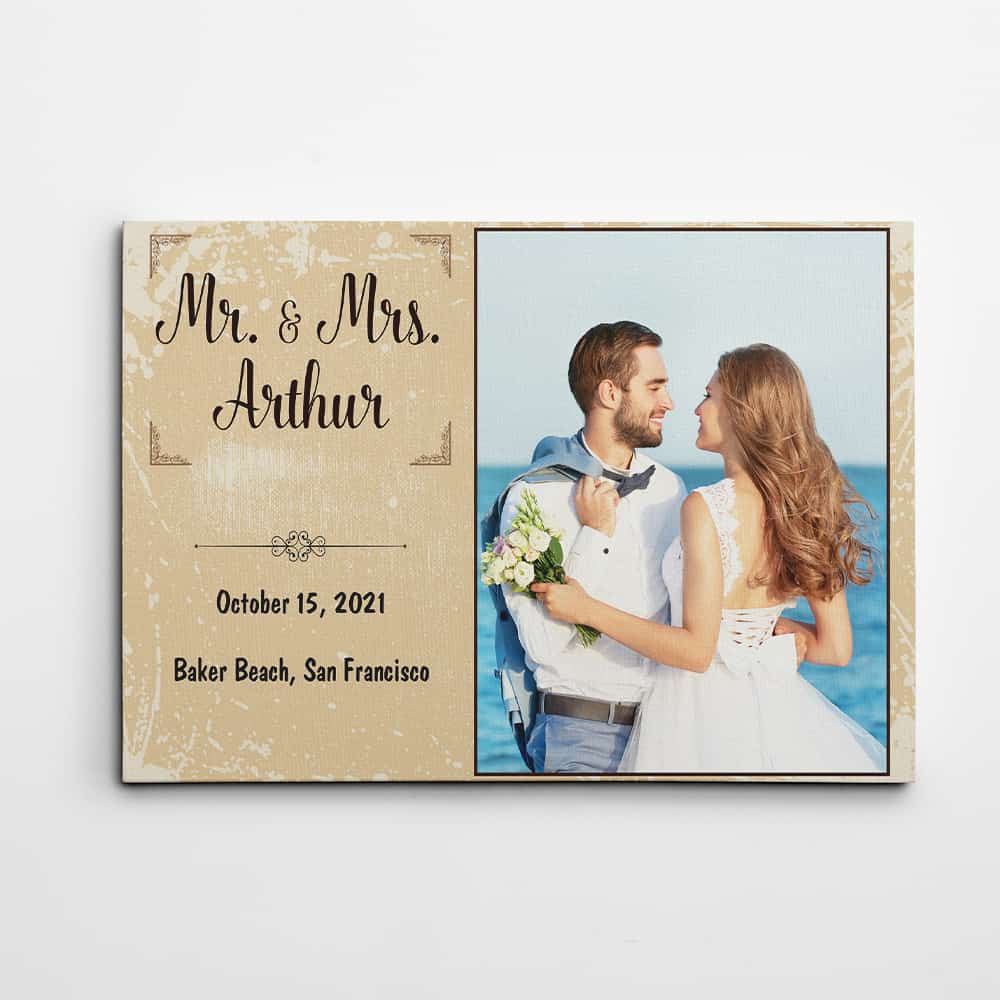 Mr & Mrs Custom Photo Canvas Print