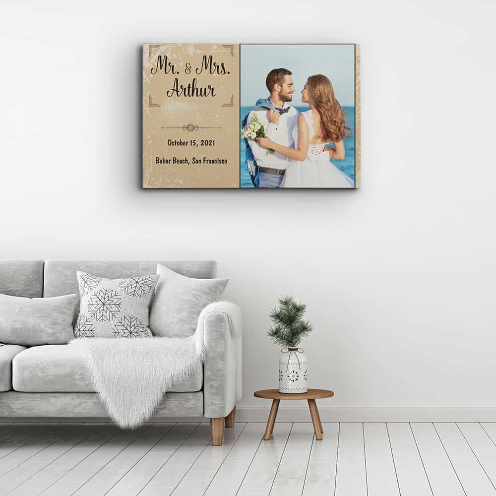 Mr & Mrs Custom Photo Canvas Print