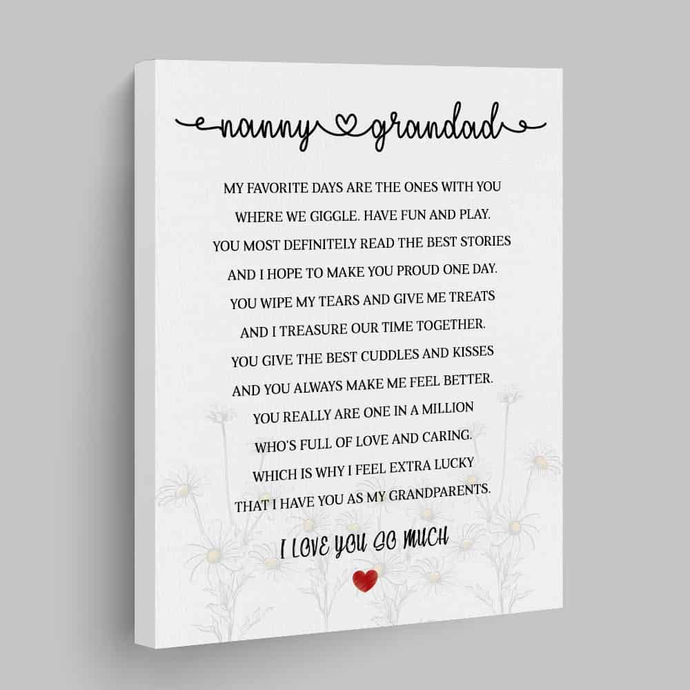 nanny and grandad poem canvas print