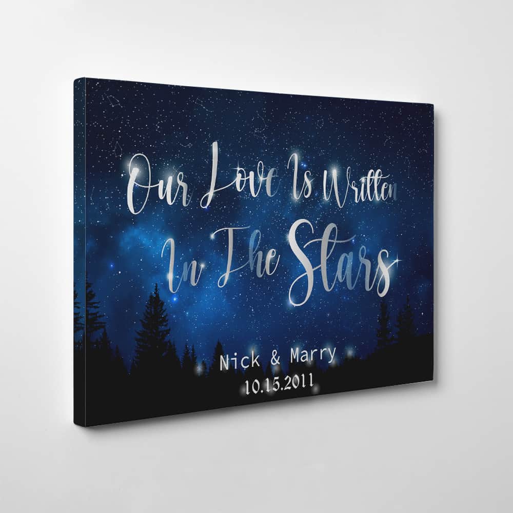 Our Love Is Written In The Stars 10 Years Star Map Canvas Print
