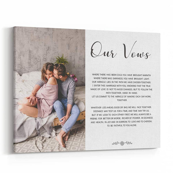 Our Vows Anniversary Wedding Custom Photo Canvas