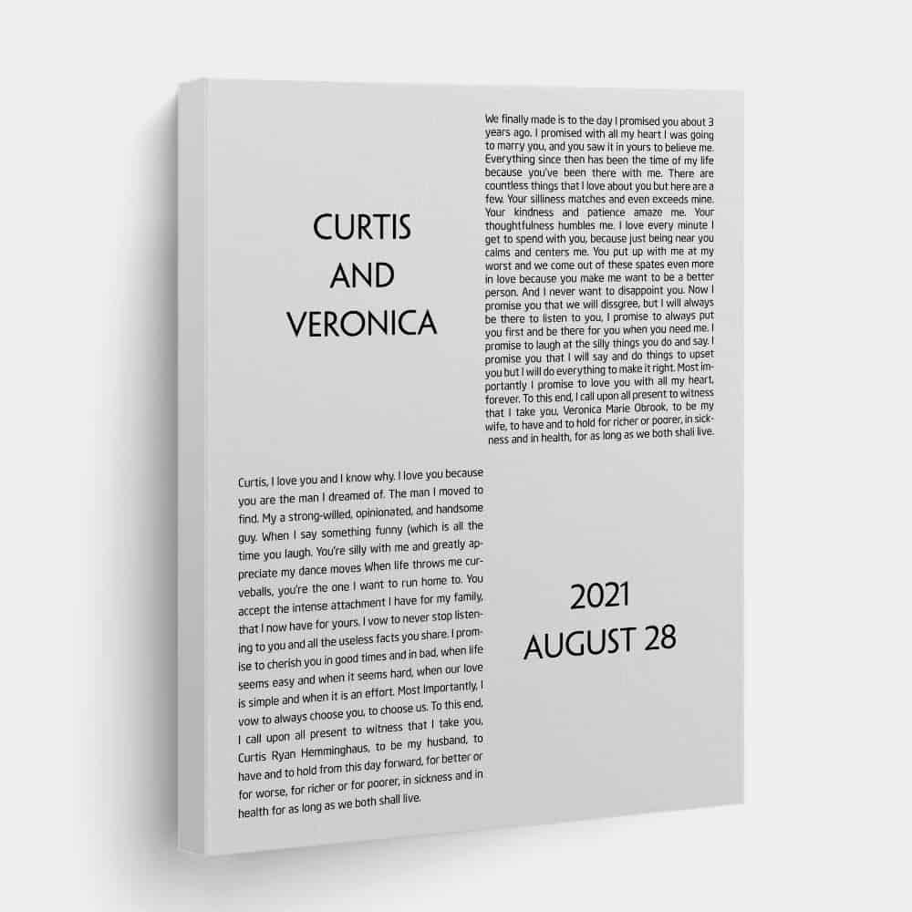 Our Vows Custom Canvas Print
