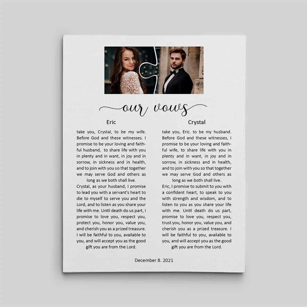 Custom Wedding Vows On Canvas