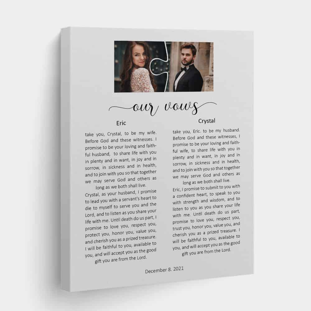 Custom Wedding Vows On Canvas