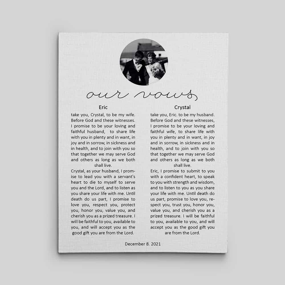 Custom Wedding Vows On Canvas