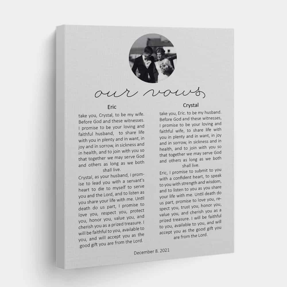 Custom Wedding Vows On Canvas