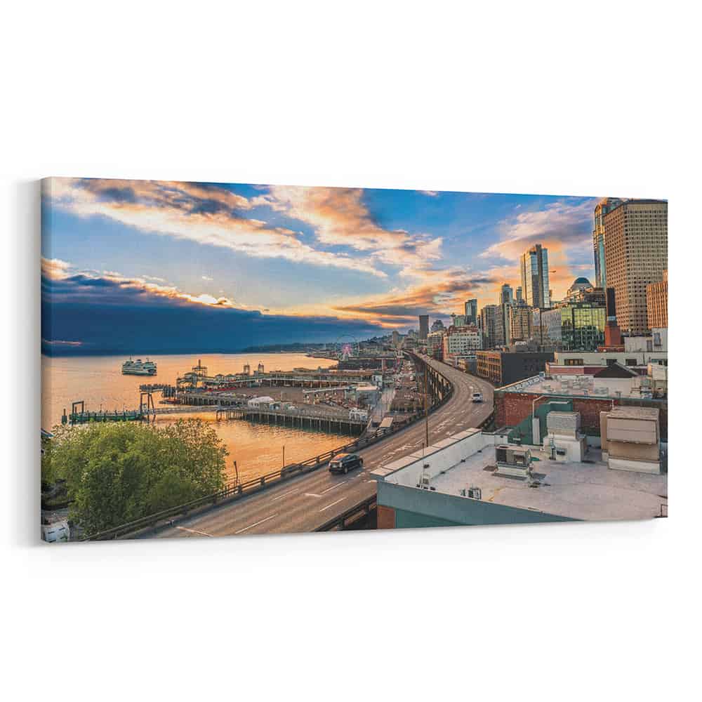 Seattle, Washington Skyline Canvas Wall Art - Collection C 1