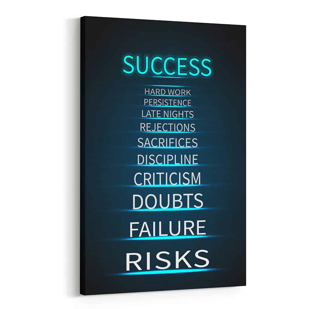 “Success: Hard Work- Persistence – Late Nights” Motivational Canvas Print