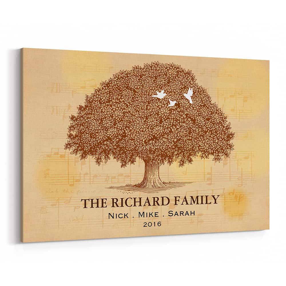 The Family Tree with Music Sheet Custom Canvas Print