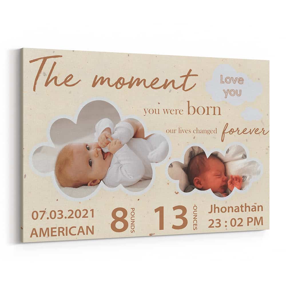 The Moment You Were Born Our Lives Changed Forever Custom Canvas Print