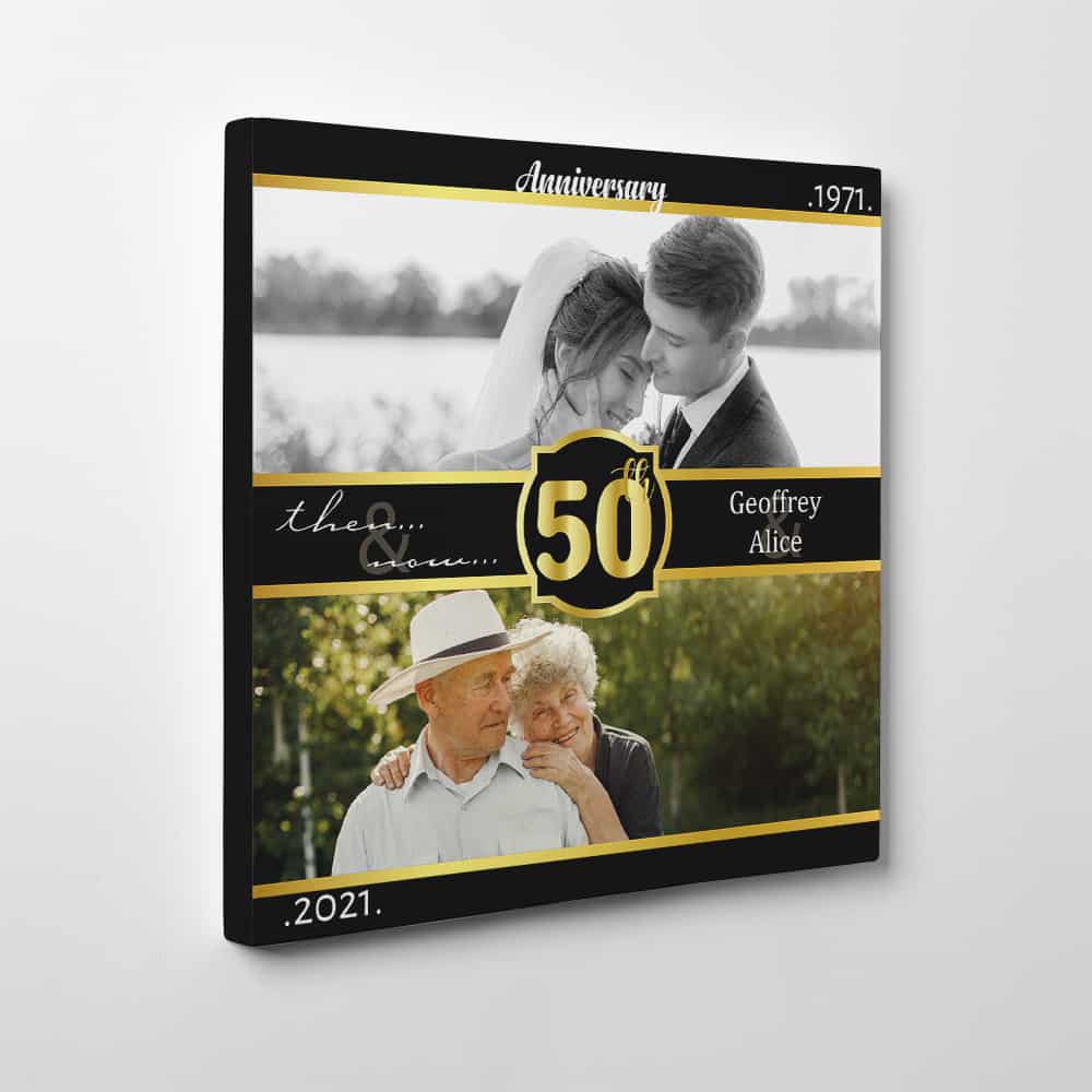 50th Wedding Anniversary Then And Now Photo Canvas Print