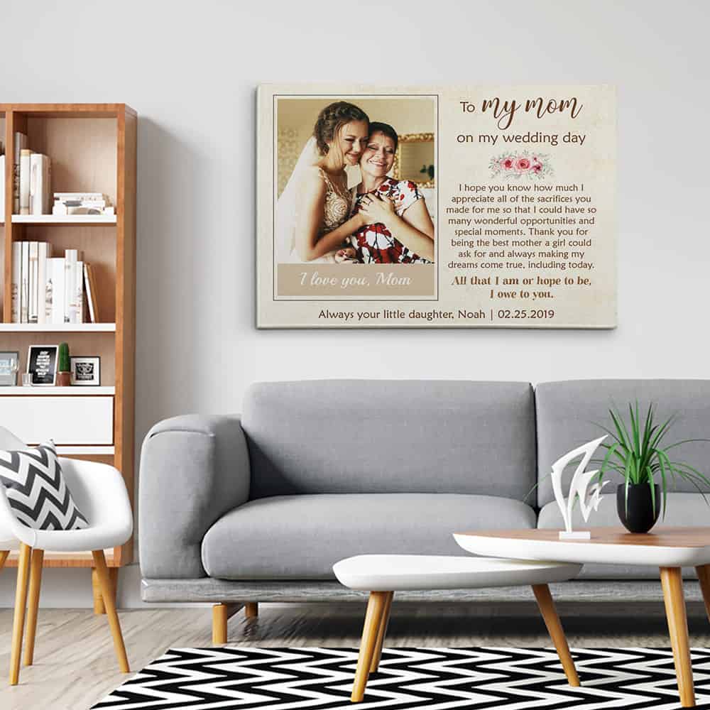 To My Mom On My Wedding Day Custom Photo Canvas Print