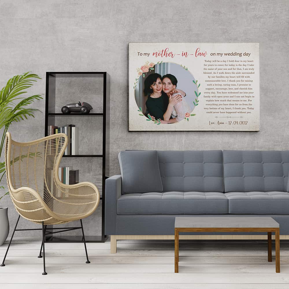To My Mother In Law On My Wedding Day Photo Canvas Print