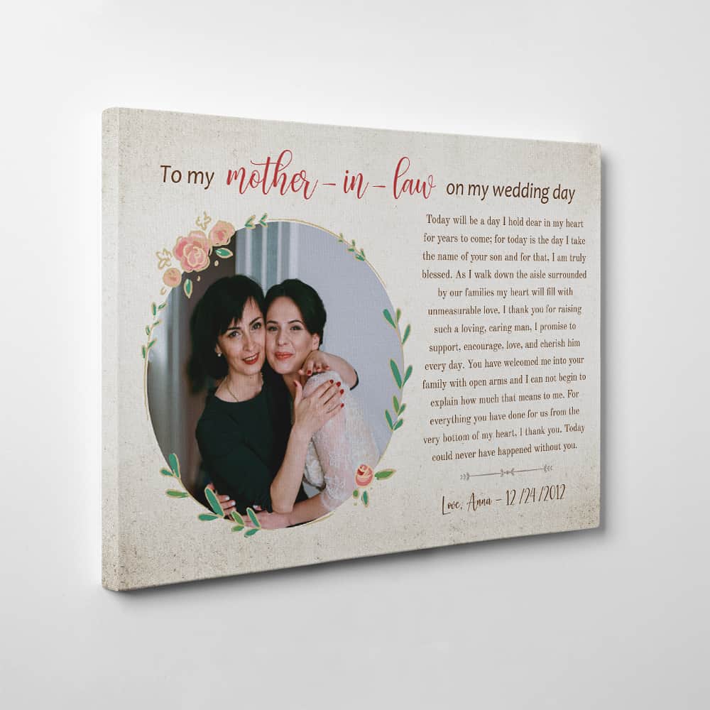 To My Mother In Law On My Wedding Day Photo Canvas Print
