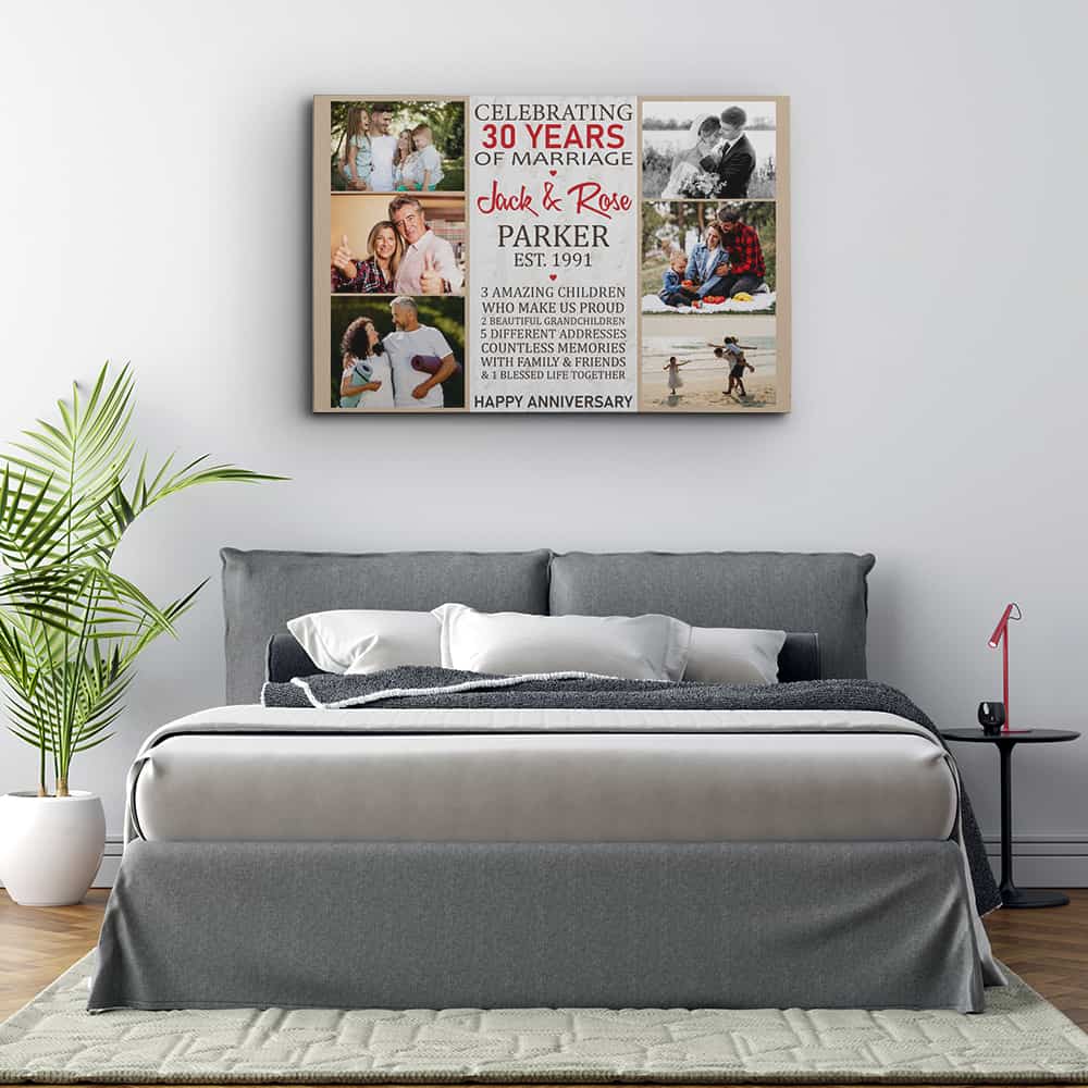 30 Years of Marriage Photo Collage Canvas Print