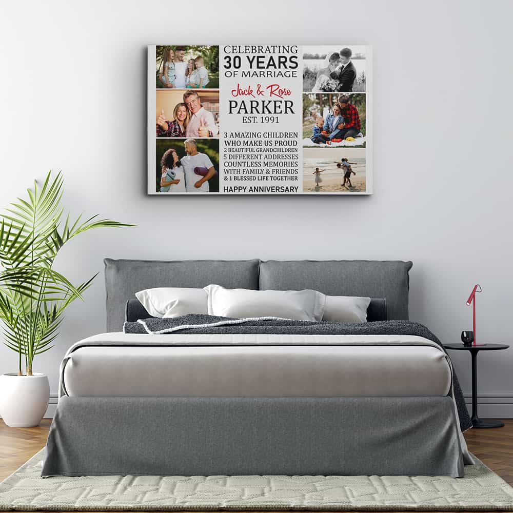 30 Years of Marriage Photo Collage Canvas Print