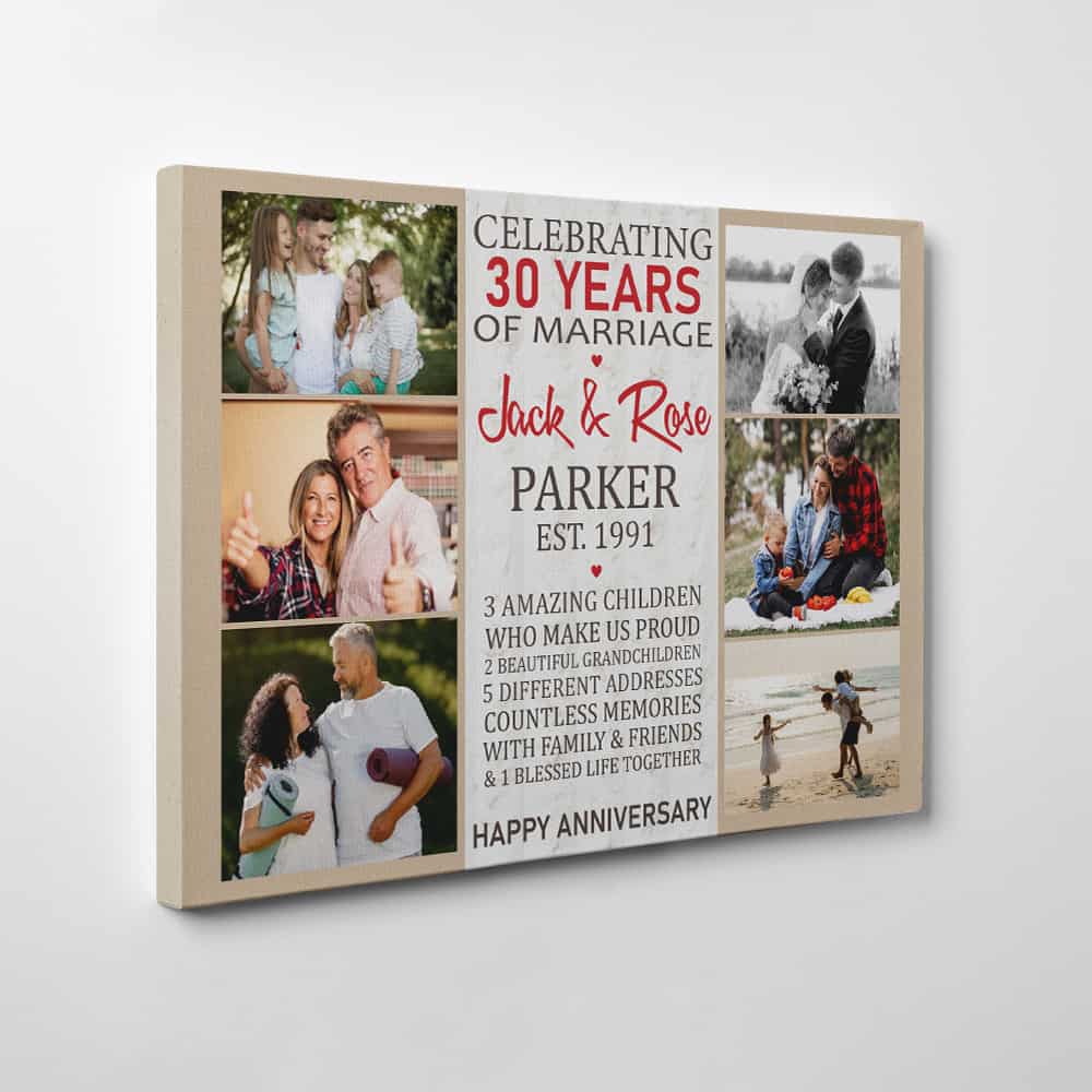 30 Years of Marriage Photo Collage Canvas Print