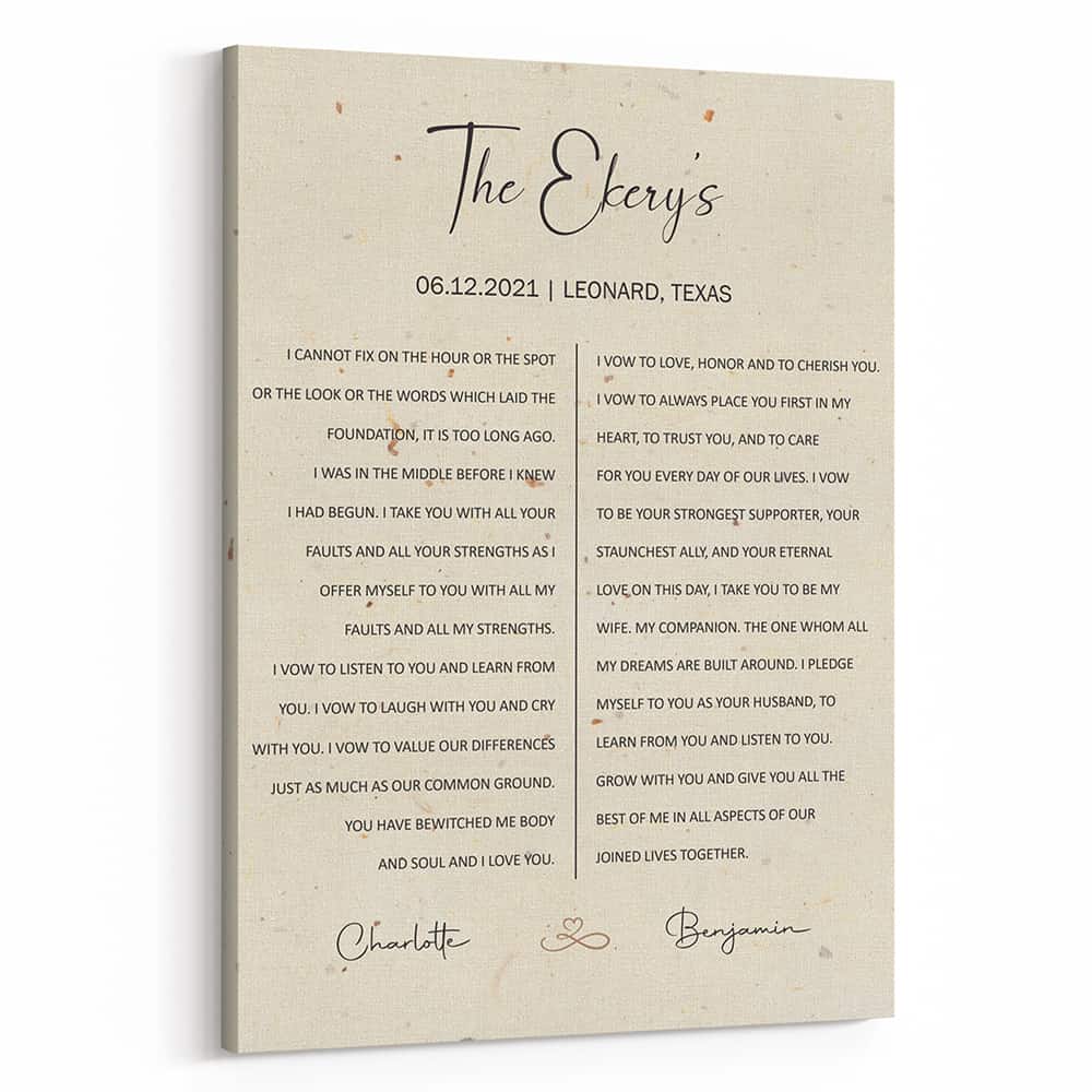 Wedding Vow Custom Text Canvas Print