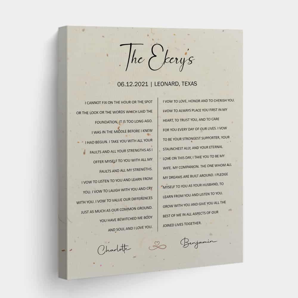 Wedding Vow Custom Text Canvas Print