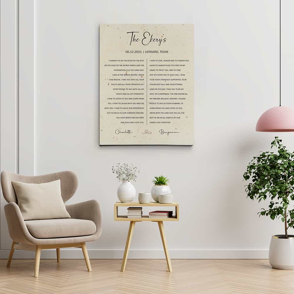 Wedding Vow Custom Text Canvas Print