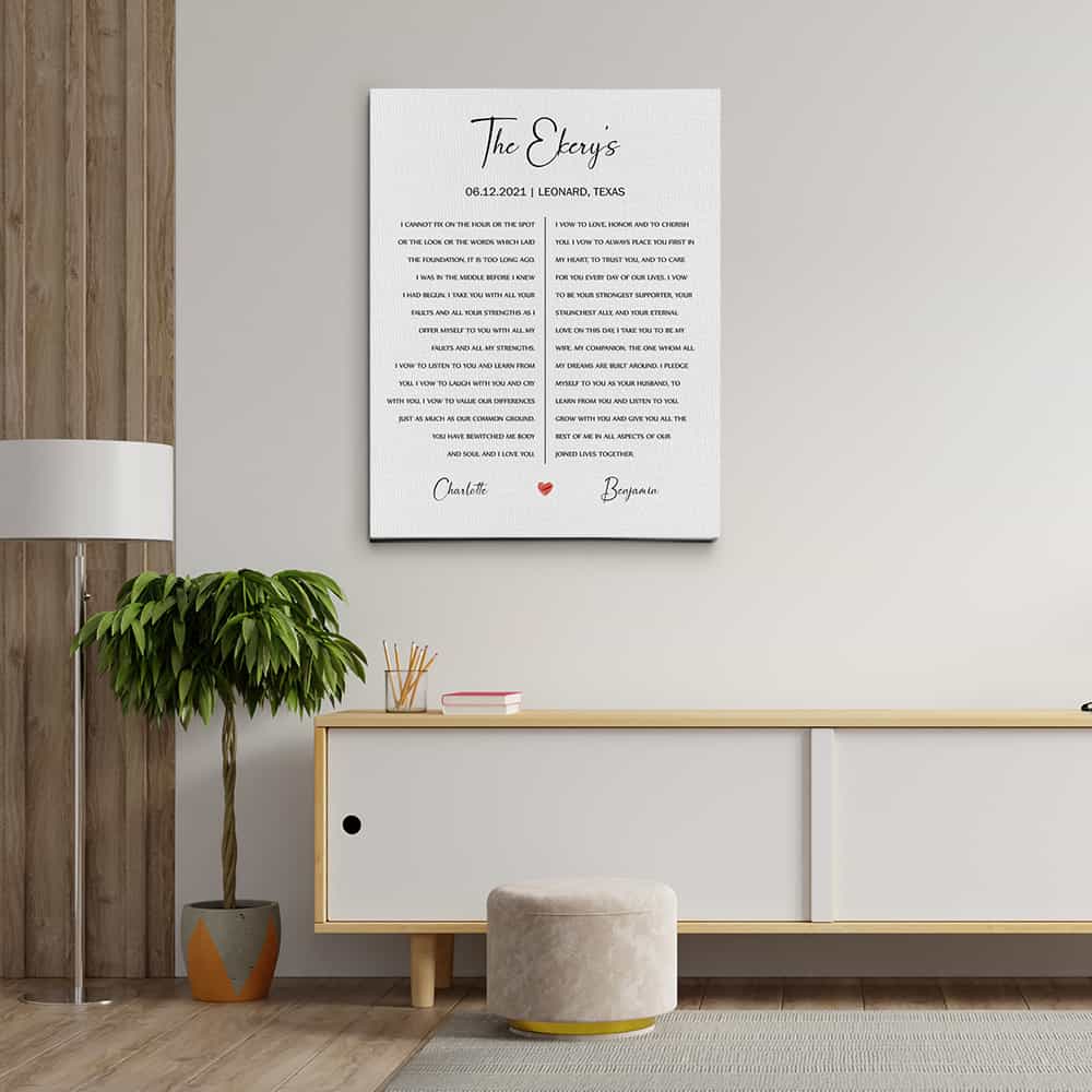 Wedding Vow Custom Text Canvas Print