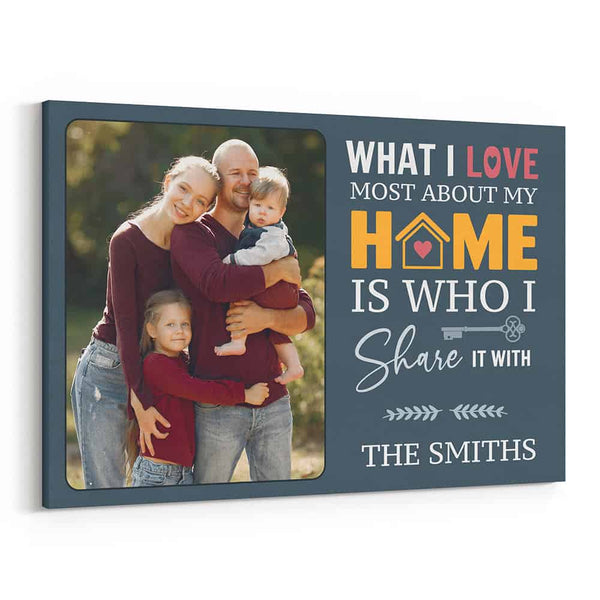 What I Love Most About My Home Is Who I Share It With Canvas Print