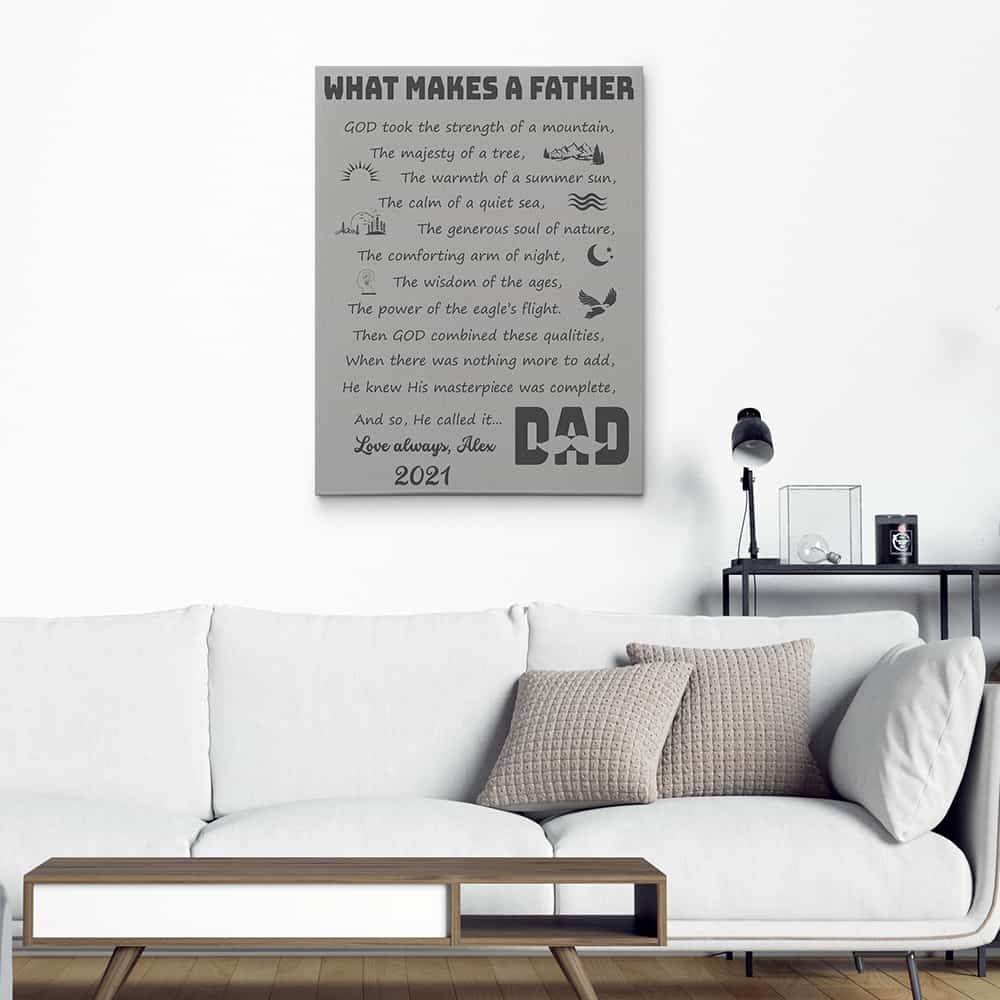 what makes a father poem canvas print
