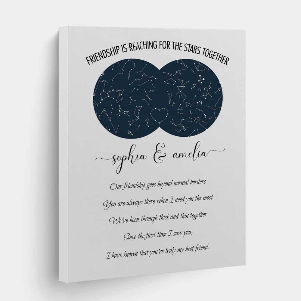 Best Friend Double Star Map Canvas Print
