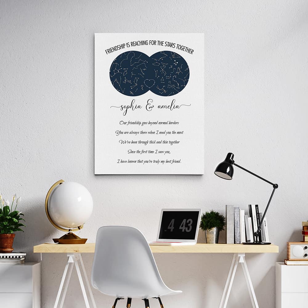 Best Friend Double Star Map Canvas Print
