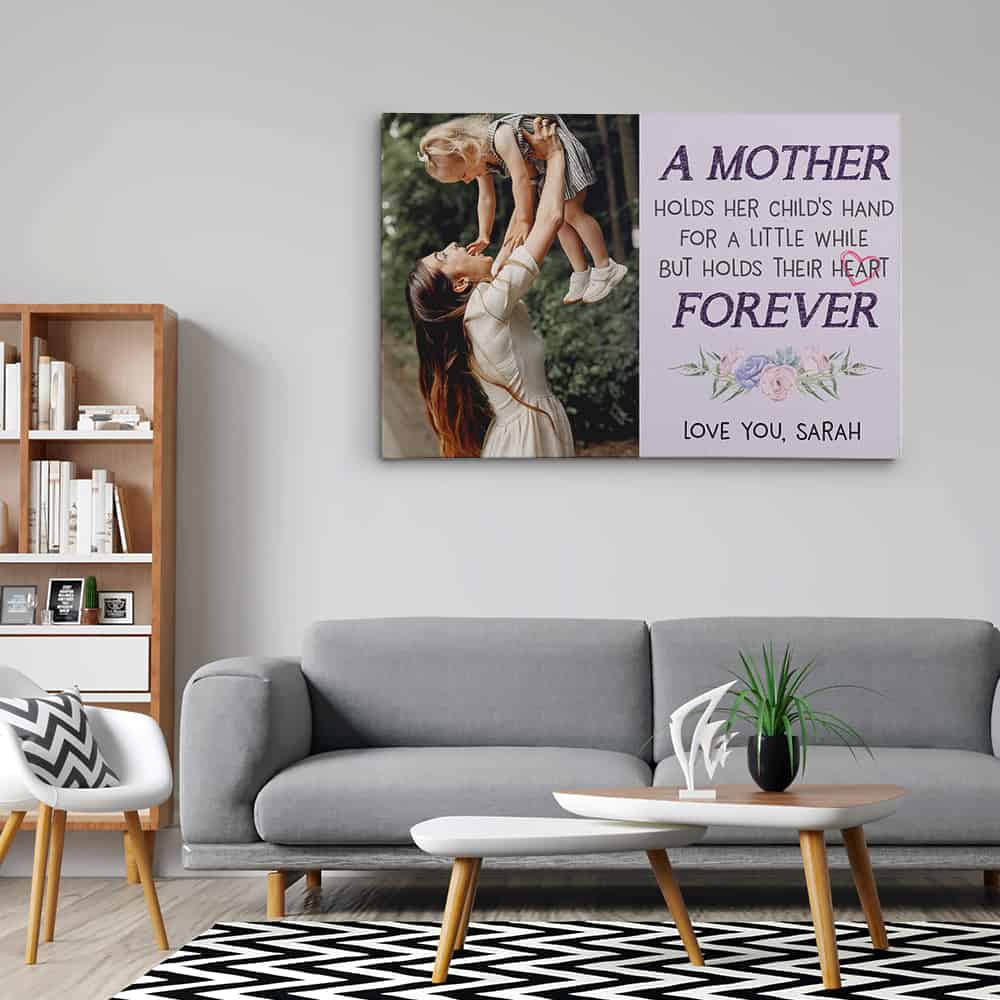 A Mother Holds Her Child’s Hand Heart Forever Custom Photo Canvas Print