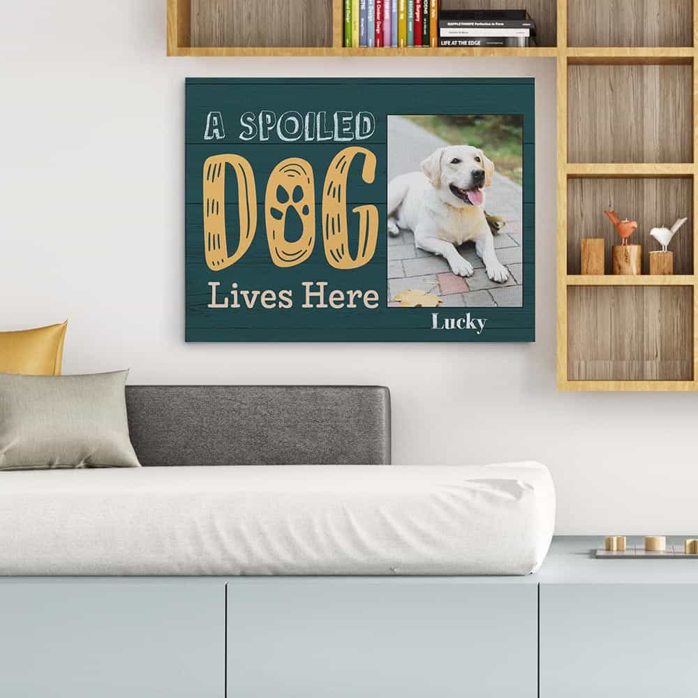 A Spoiled Dog Lives Here Custom Photo Dog Lover Canvas Print